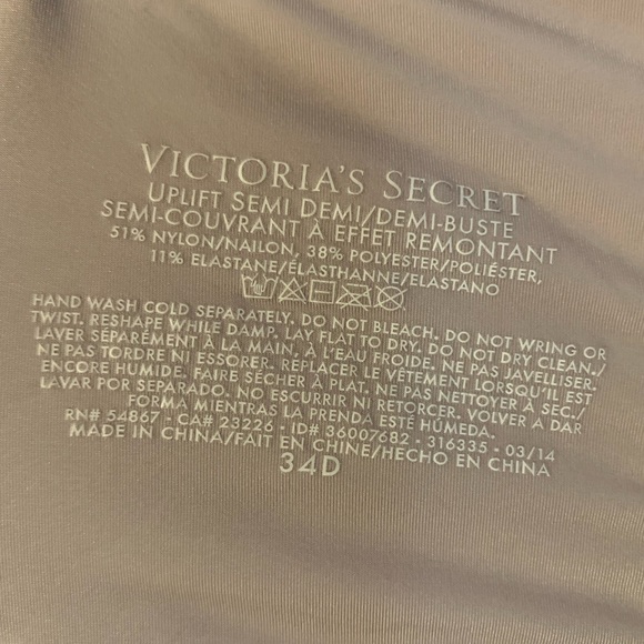 Victoria’s Secret Uplift Semi Demi 34 D 34D Longline Bra - Picture 4 of 10